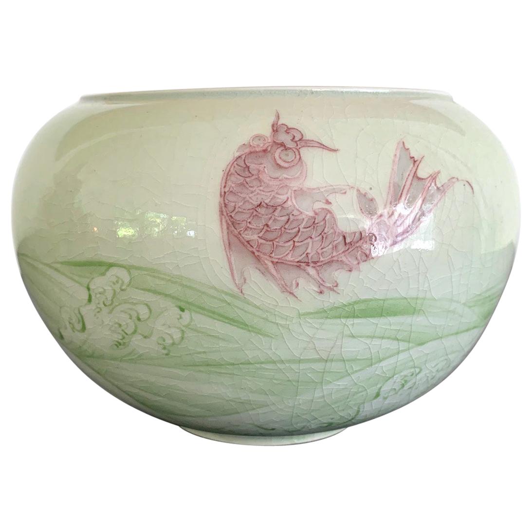 Rare Porcelain Bowl with Plique-a-Jour Design by Makuzu Kozan For Sale