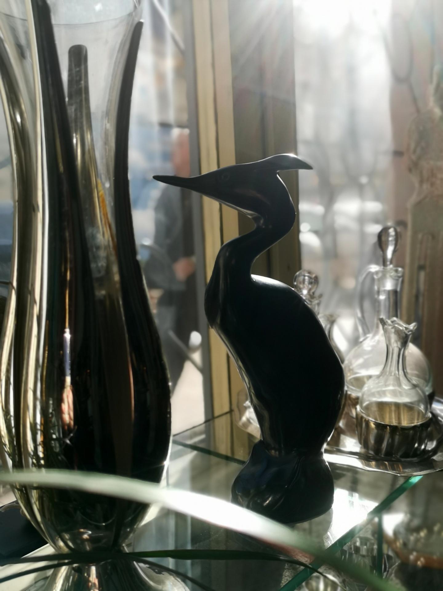 Rare porcelain crane or egret, by Jaroslav Jezek for Royal Dux, 1960s.