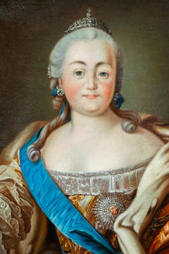 18th Century Rococo Oil Portrait of Empress Elizabeth Petrovna