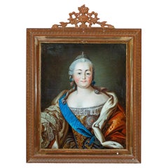 18th Century Rococo Oil Portrait of Empress Elizabeth Petrovna