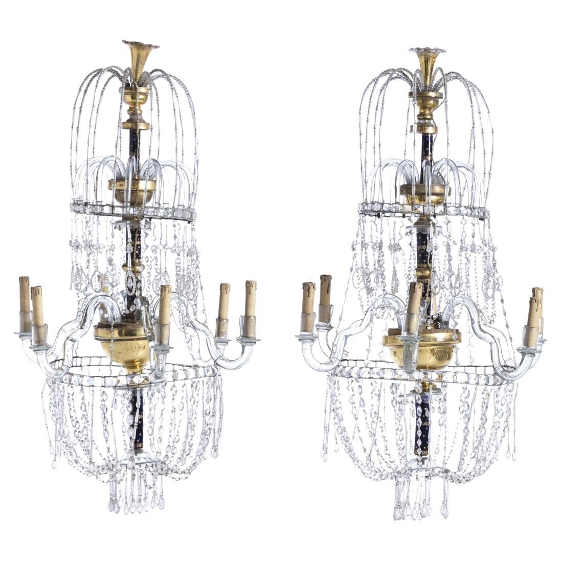 Rare Portuguese Pair of Bag Chandelier 18th Century For Sale