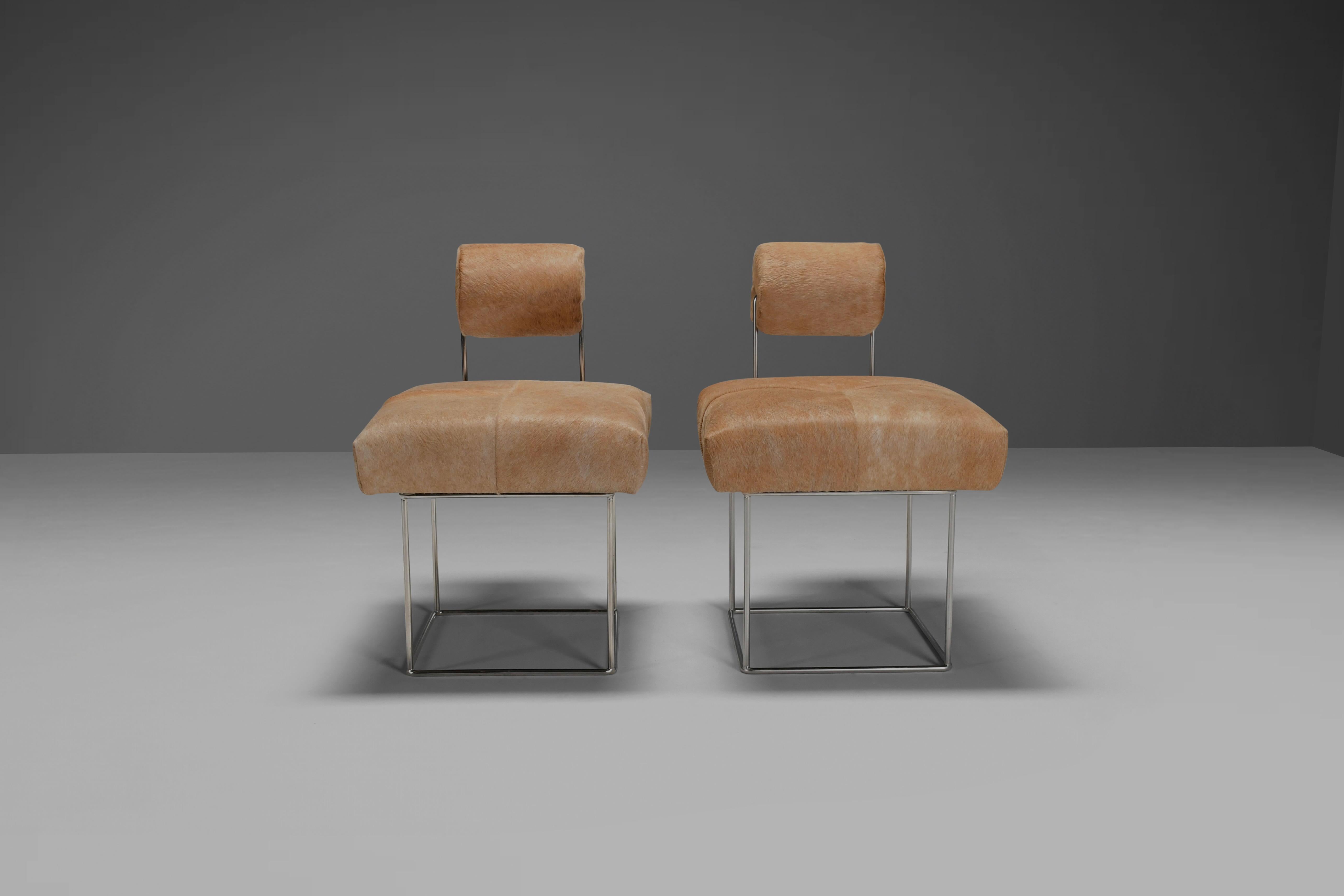 20th Century Rare Postmodern Cowhide Side Chairs by Fritz Brückner, Germany 1980s For Sale