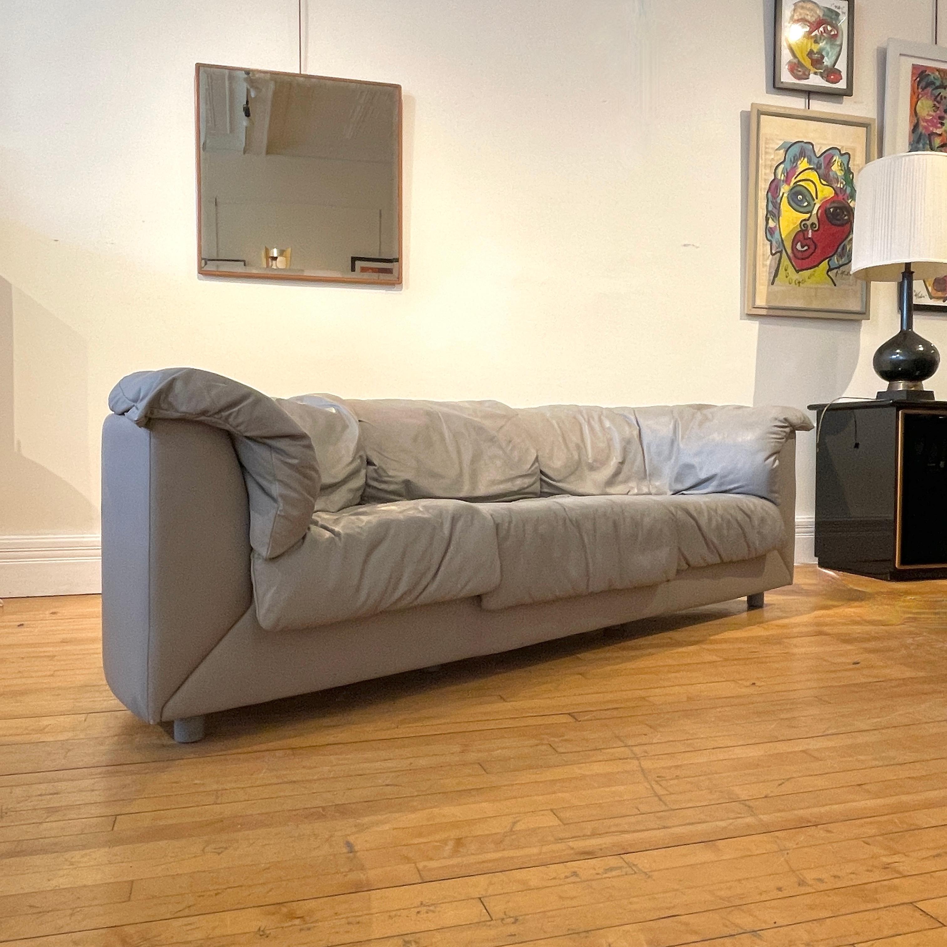 Rare Postmodern De Sede Sofa in Grey Leather 3