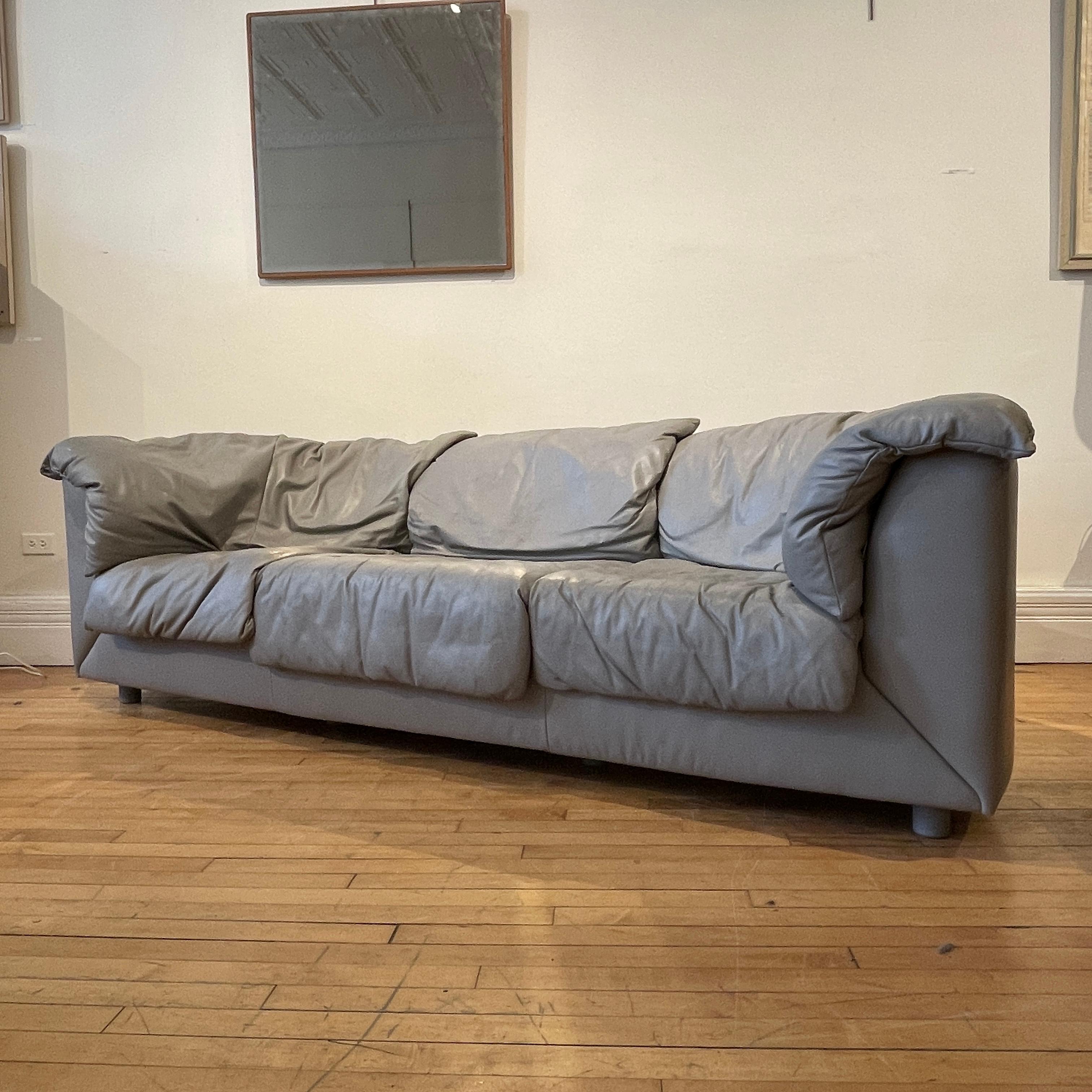 Rare Postmodern De Sede Sofa in Grey Leather 5