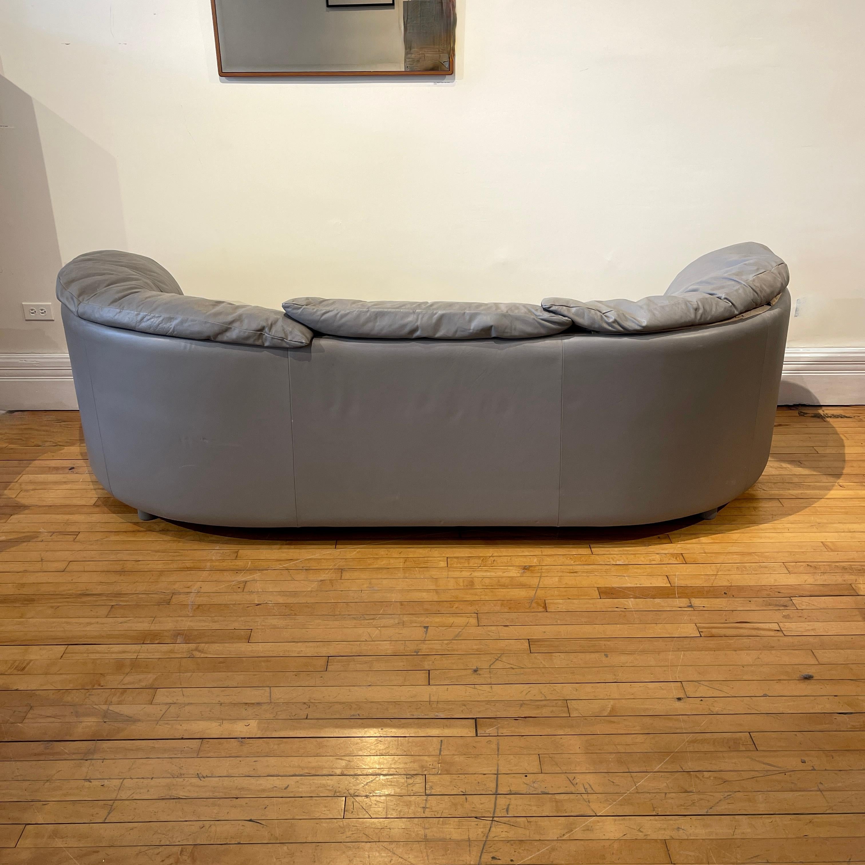 Rare Postmodern De Sede Sofa in Grey Leather 10