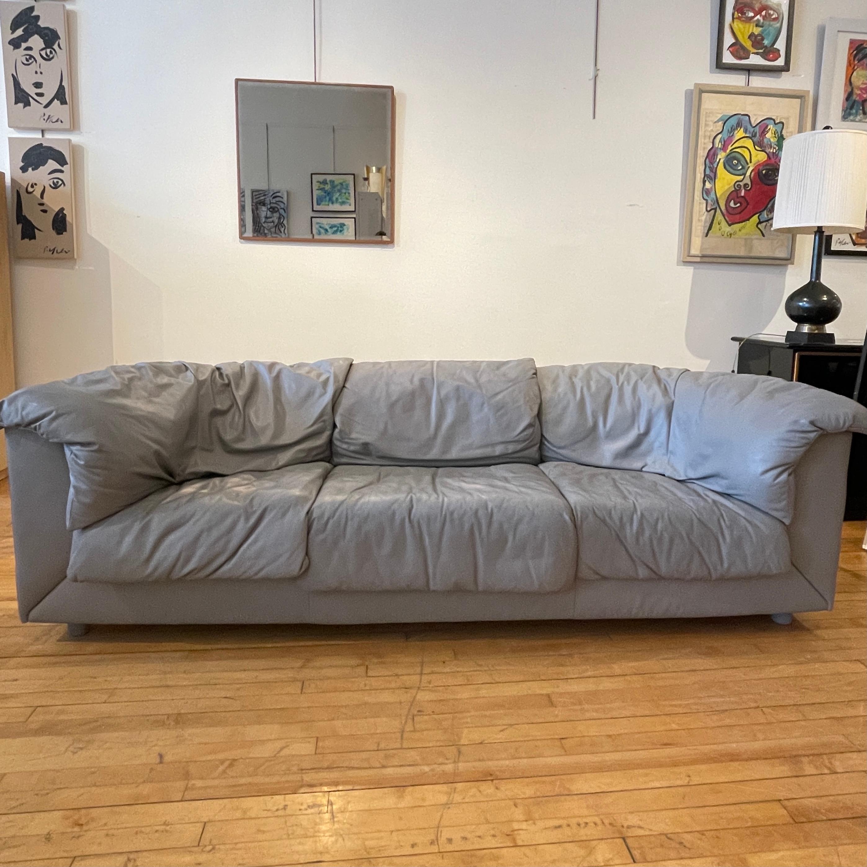 Rare Postmodern De Sede Sofa in Grey Leather 2