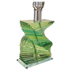 Rare Postmodern Helix Glass Table Lamp in the Manner of Karl Springer