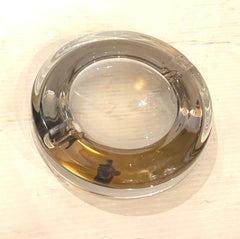 Rare Postmodern Italian Venitian Crystal Ashtray with Silver Ring