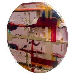 Rare sculpture abstraite postmoderne en résine signée du symbole OM