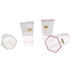 Rare Postmodern Set of Four Hexagonal Murano Glasses by Cenedese, Italy