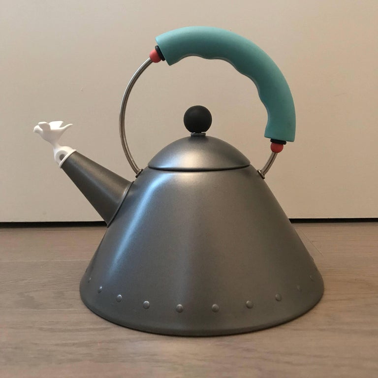 Rare Postmodern Tea Kettle “9093 Kettle” by Michael Graves for Alessi