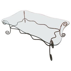 Rare Postmodern Wiggle Coffee Table by Peter Mangan, Iron & Glass, USA, 1990s