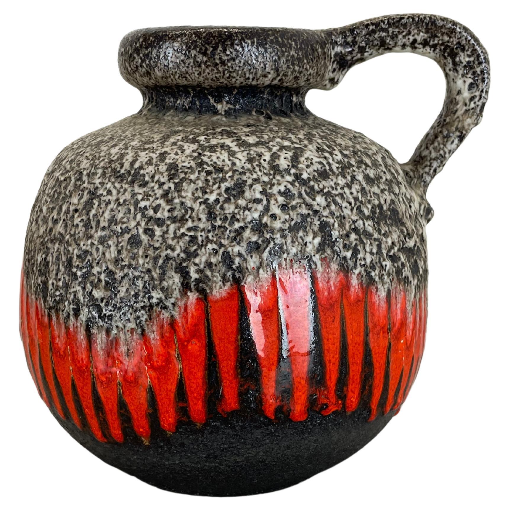 Seltene Keramik-Vase „ZIGZAG“ mit Superfarbe Fat Lava, mehrfarbig, Scheurich WGP, 1970er Jahre