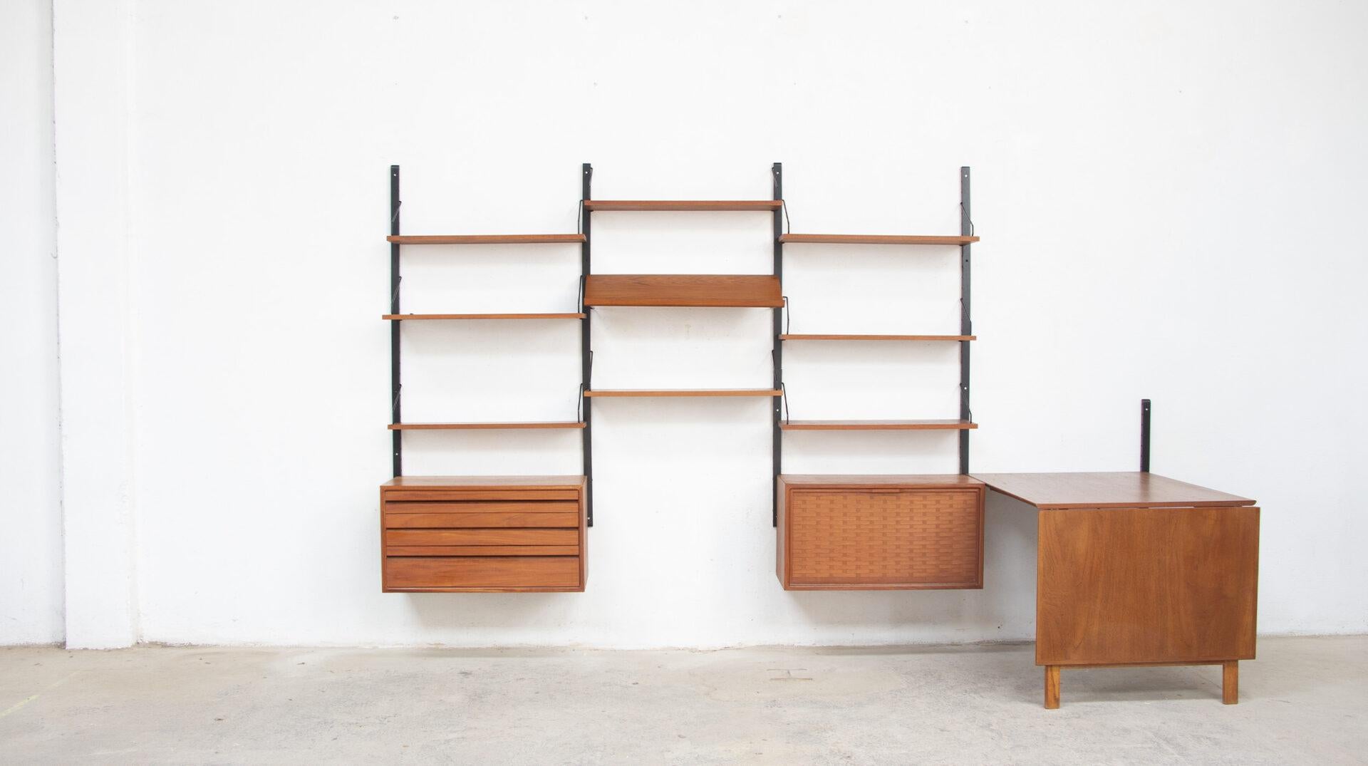 Rare Poul Cadovius Royal system Bookcase with drop-leaf Table, 1960’s en venta 6