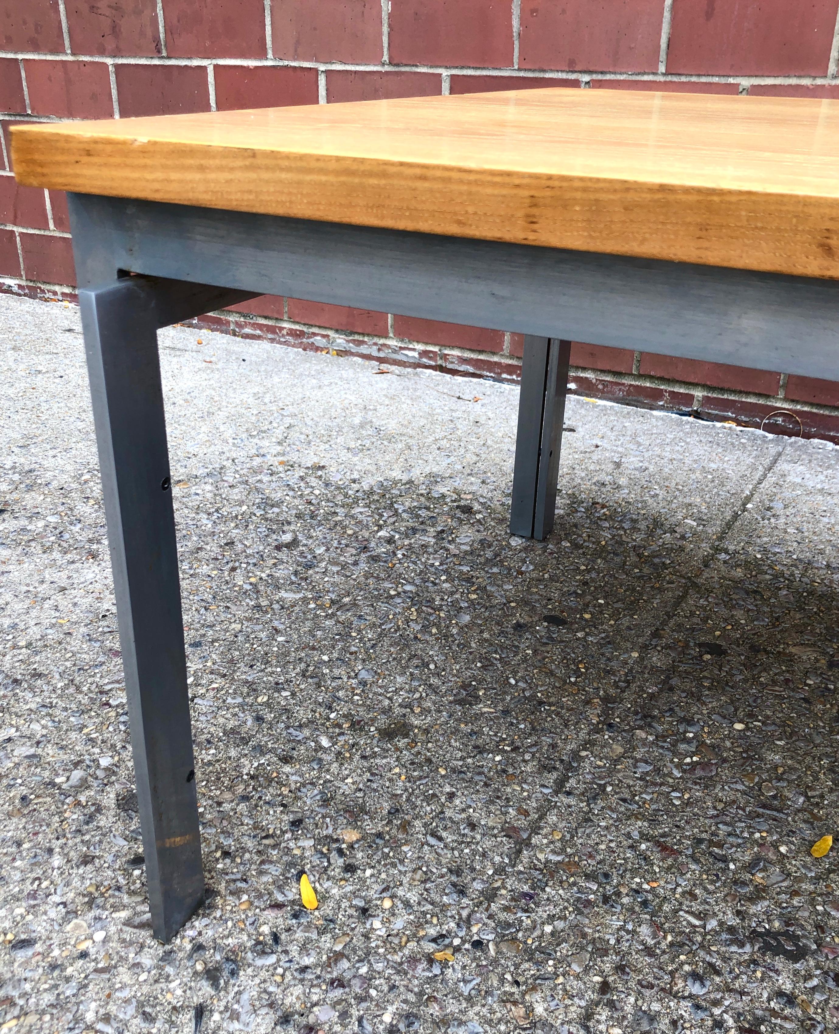 Rare Poul Kjaerholm PK59 Oak-Topped Coffee Table In Good Condition For Sale In Brooklyn, NY