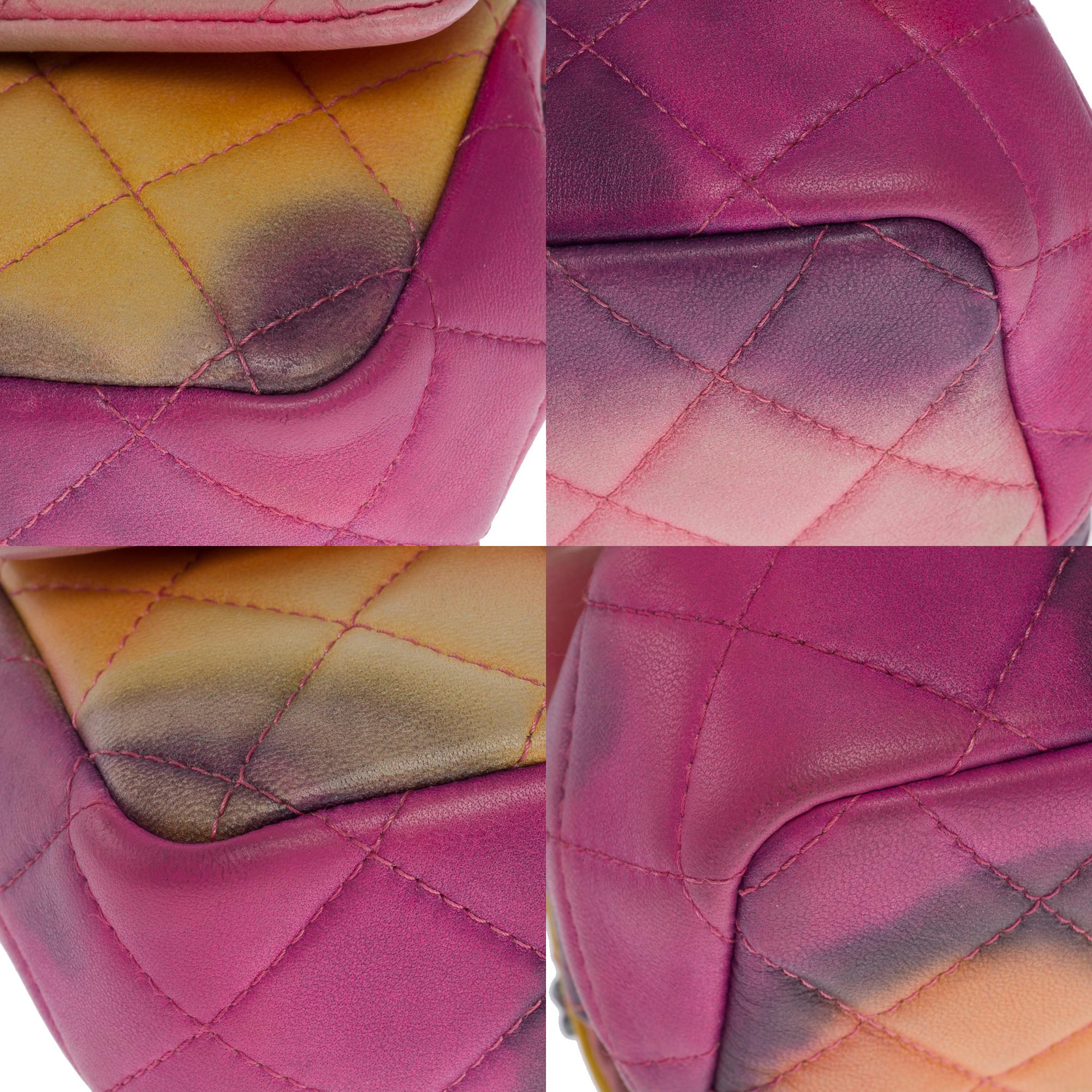 Rare Power Flower Chanel Timeless Mini shoulder bag in multicolor leather, SHW For Sale 7