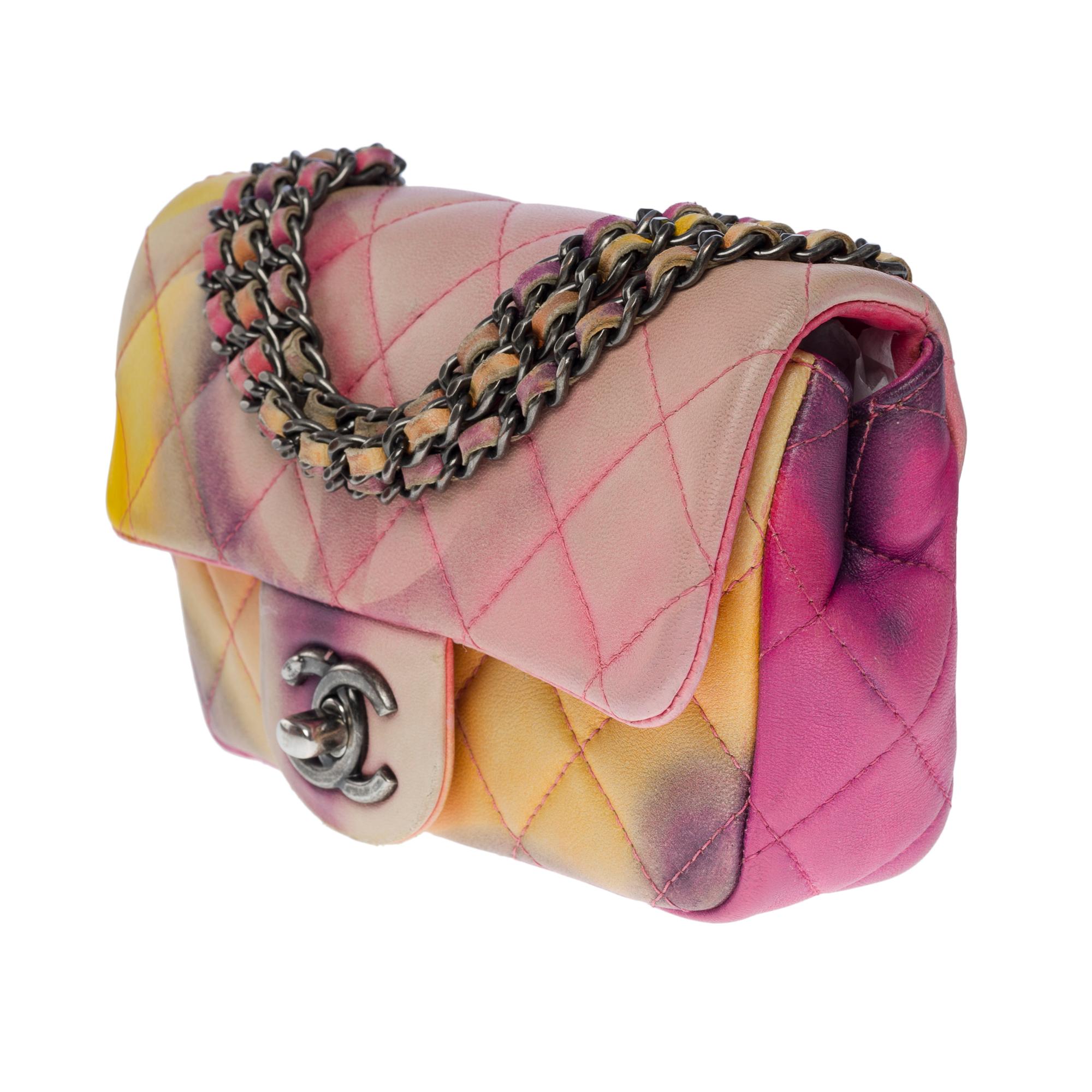 Women's Rare Power Flower Chanel Timeless Mini shoulder bag in multicolor leather, SHW For Sale