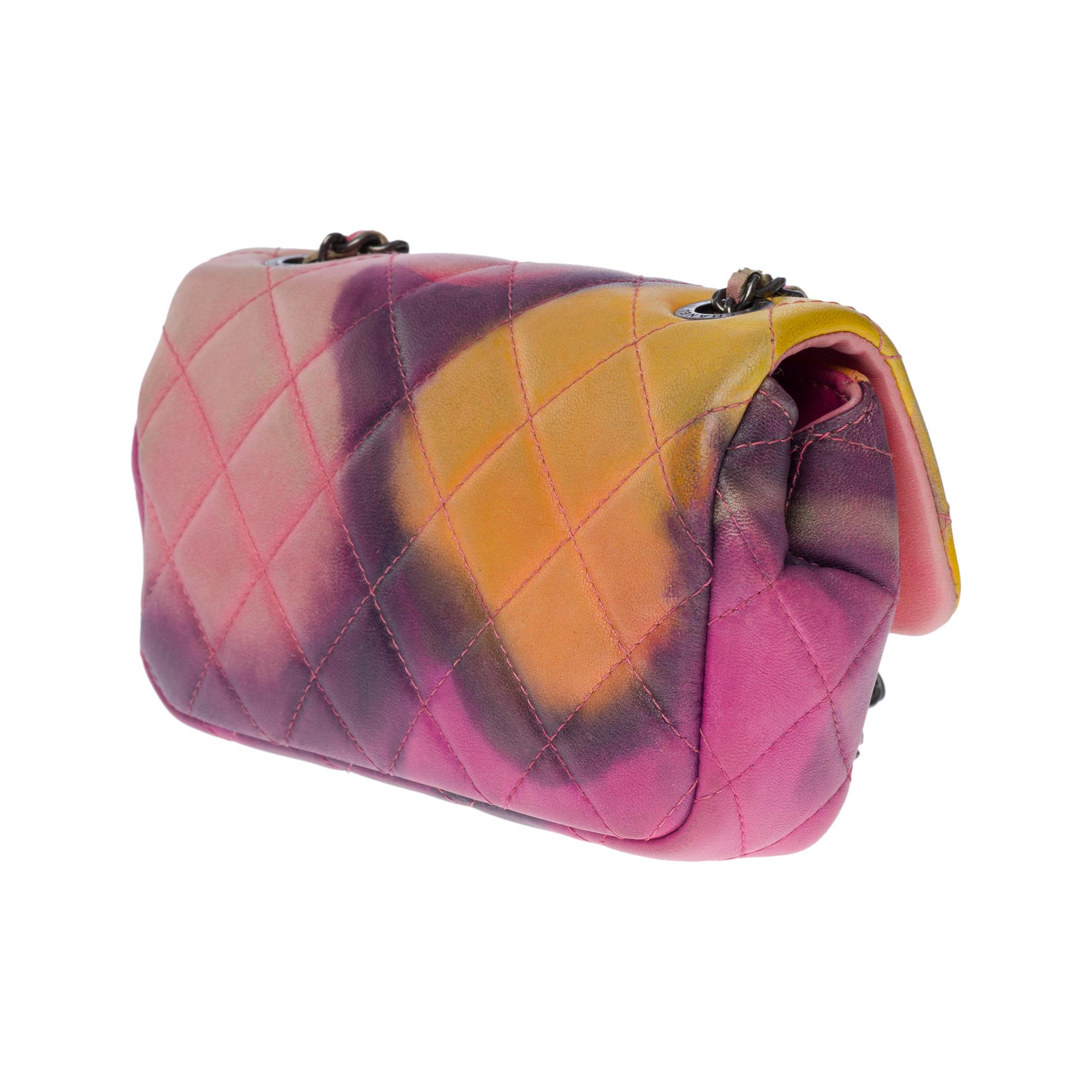 Rare Power Flower Chanel Timeless Mini shoulder bag in multicolor leather, SHW For Sale 1