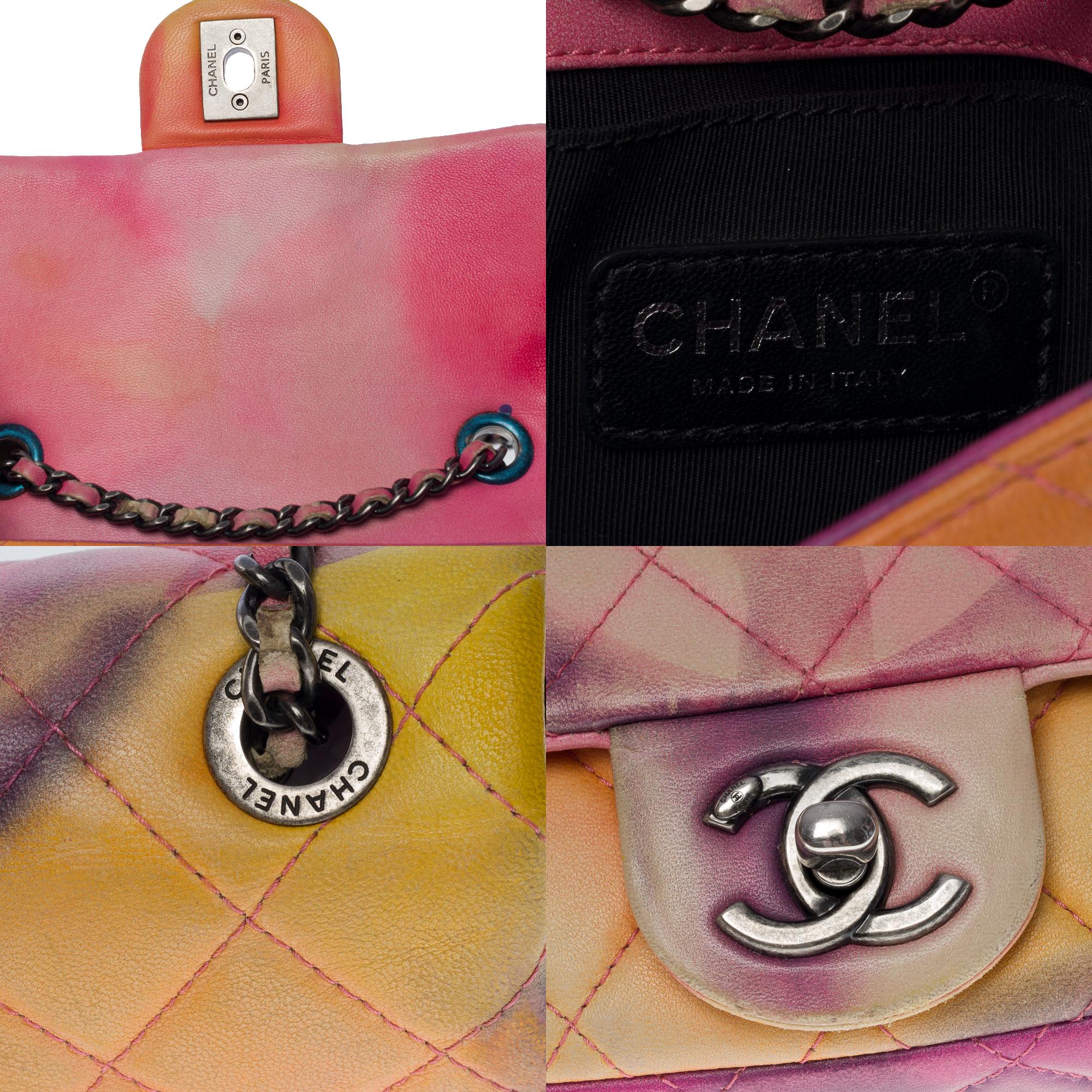 Rare Power Flower Chanel Timeless Mini shoulder bag in multicolor leather, SHW For Sale 2