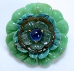 Rare Pr of 18K & Multi-Stone Clip Earrings by Bettina Gabetti for Seaman Schepps