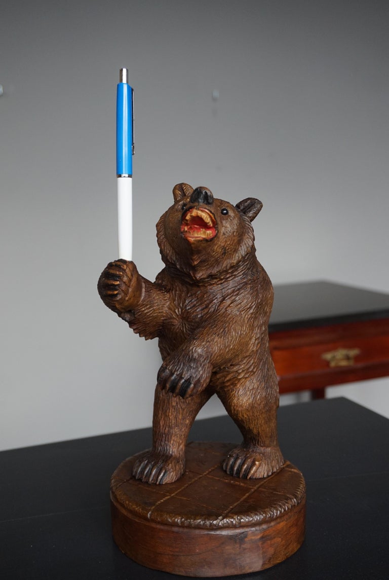 Rare & Practical Size Antique Black Forest Bear Table or Desk Piece / Sculpture For Sale 6