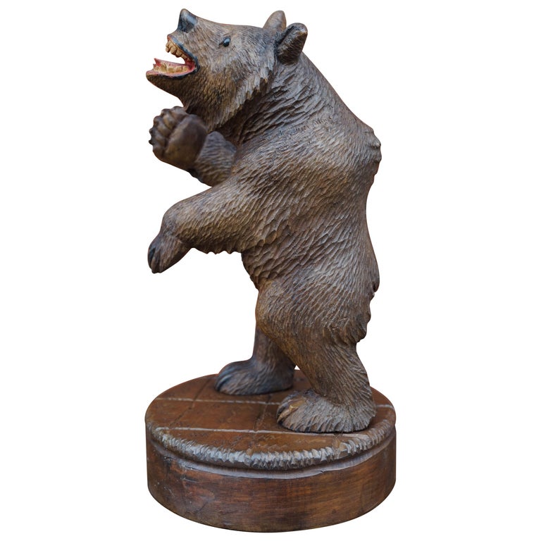 Rare & Practical Size Antique Black Forest Bear Table or Desk Piece / Sculpture For Sale