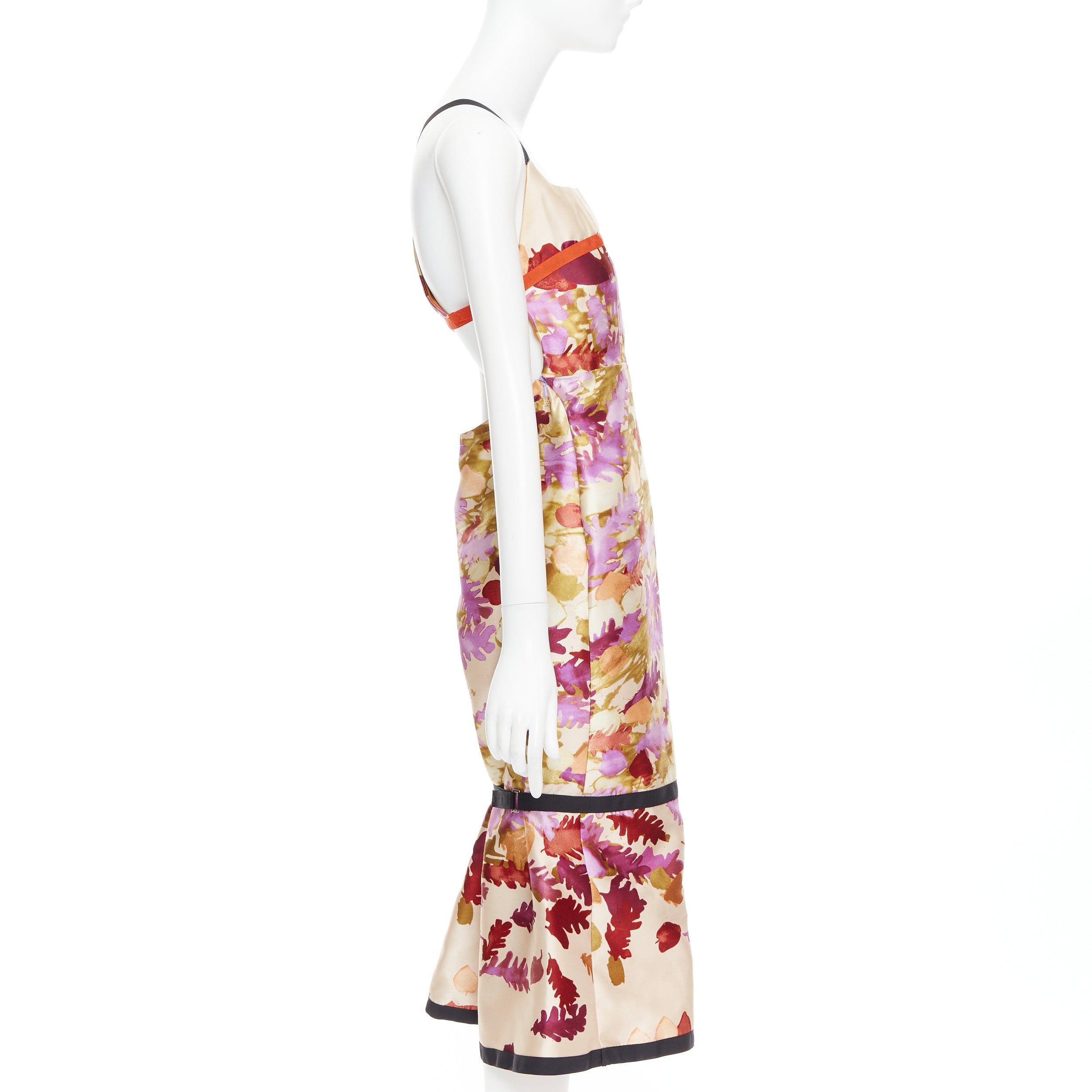 raro PRADA 1999 Pasarela Vintage neopreno duquesa seda floral bondage vestido IT38 en Bueno estado para la venta en Hong Kong, NT