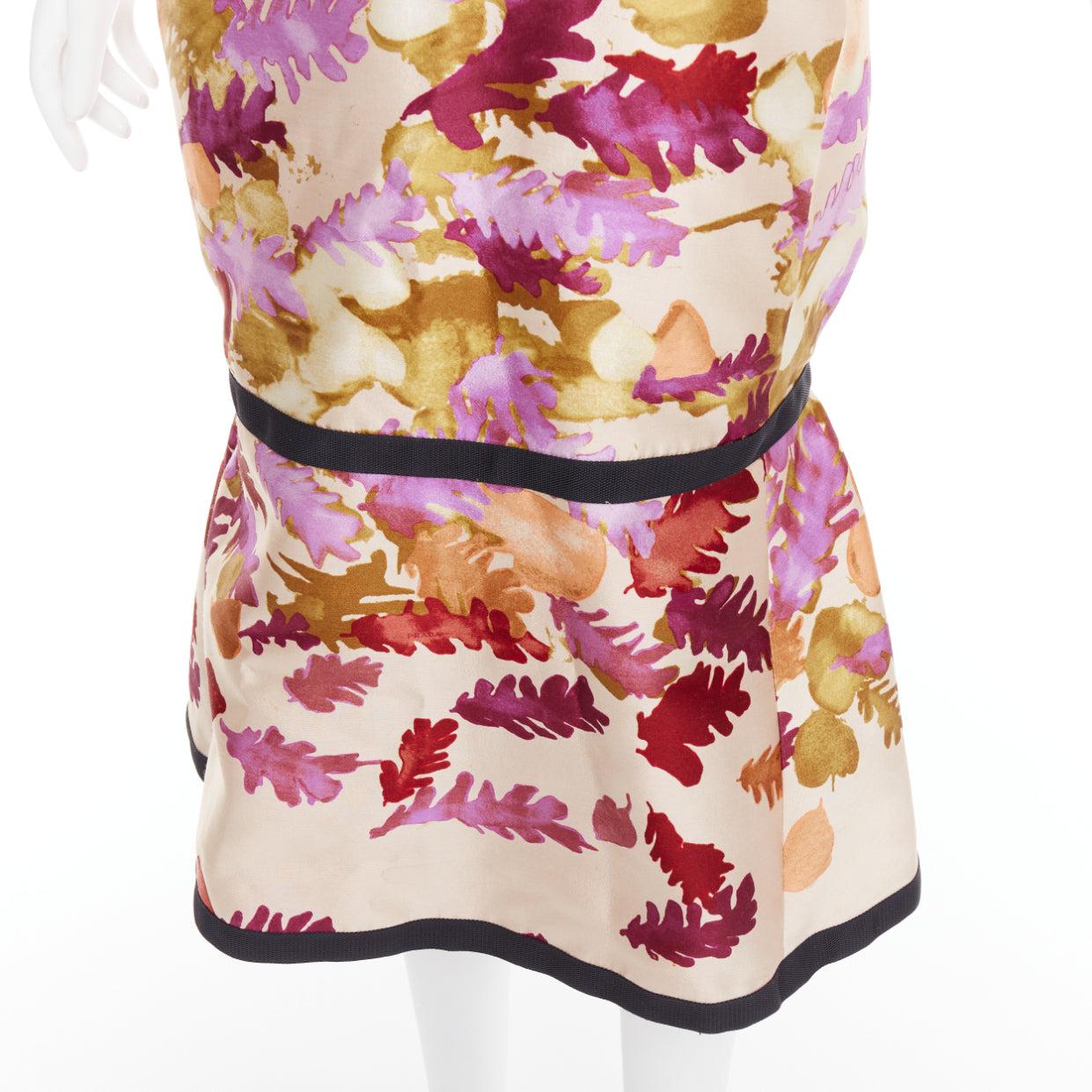 raro PRADA 1999 Pasarela Vintage neopreno duquesa seda floral bondage vestido IT38 en venta 2