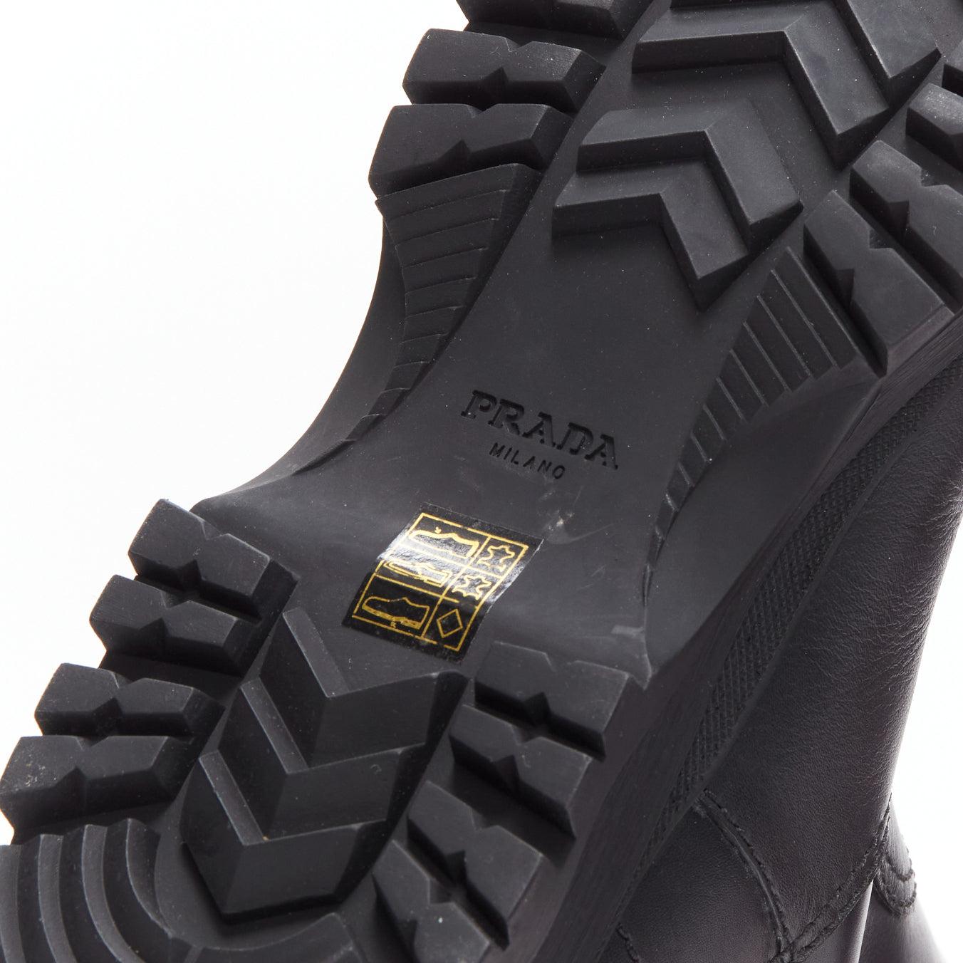 rare PRADA 2009 Runway Gaiter black leather nylon thigh high boots EU38 6