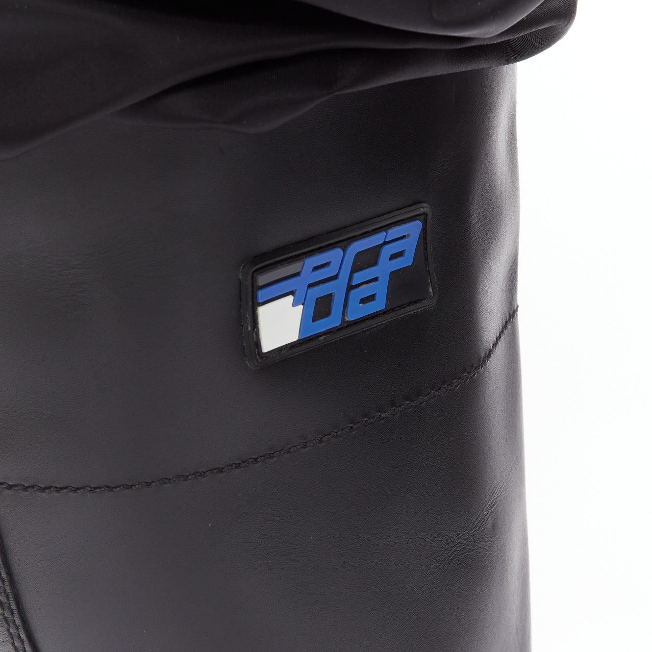 rare PRADA 2009 Runway Gaiter black leather nylon thigh high boots EU38 4