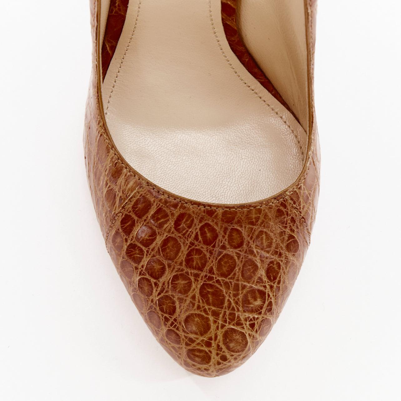 selten PRADA 2012 Runway 50s Hot Rod braun Kroko rot Rakete Flamme Ferse Pumpe EU37 im Angebot 3