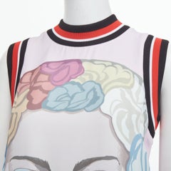 rare PRADA 2014 Runway Jeanne Detallante graphic face portrait wool mini dress S