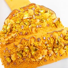 rare PRADA 2014 Runway yellow wool crystal jewel encrusted bustier top IT38 XS