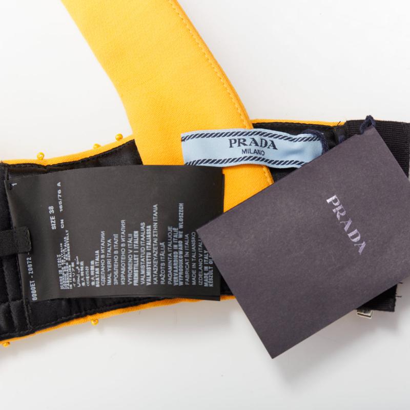 rare PRADA 2014 Runway yellow wool crystal jewel encrusted bustier top IT38 XS in vendita 3