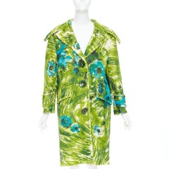 selten PRADA 2017 Runway Alpaka Wolle blau floral orange Schafspelz Kragen Mantel IT40