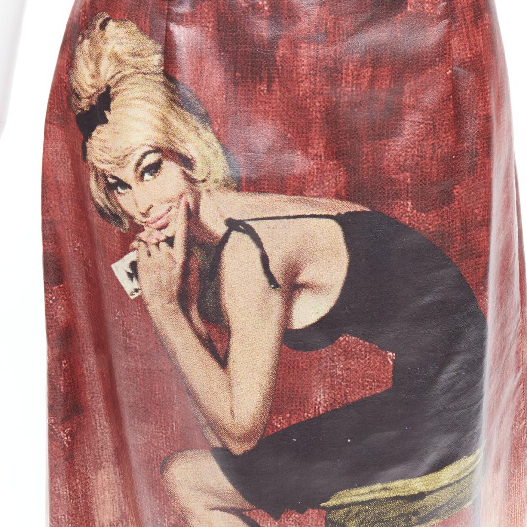 rare PRADA 2017 Runway coated cotton Poster Pin Up Girl print skirt IT38 XS 2
