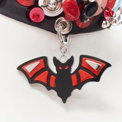 rare PRADA 2017 Runway Punk bat pendant bead embellished black tie choker