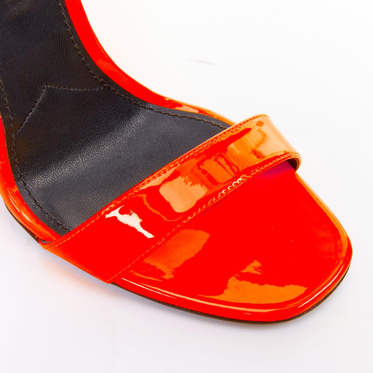 rare PRADA 2018 Flame Wedge neon orange patent Fire heel sandal EU37.5 en venta 2