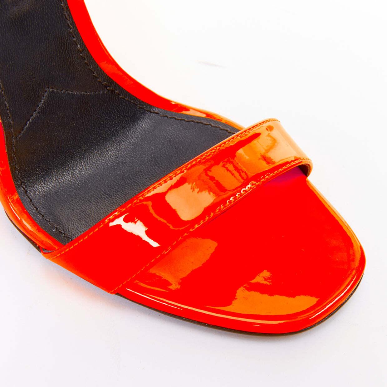 rara PRADA 2018 Flame Wedge naranja neón charol Sandalia de tacón de fuego EU37.5 en venta 2