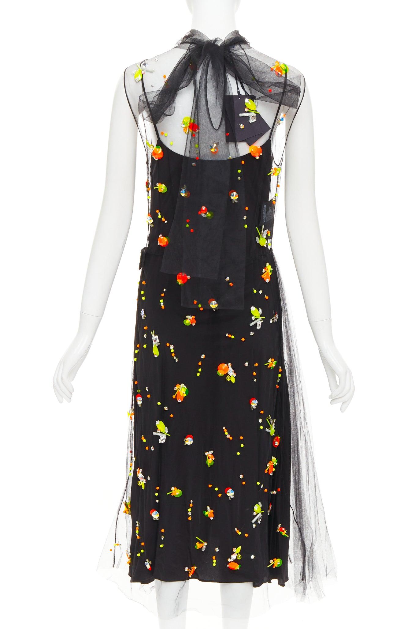 Donna raro PRADA 2018 Runway Abito multi tulle sportivo con logo IT42 M in vendita