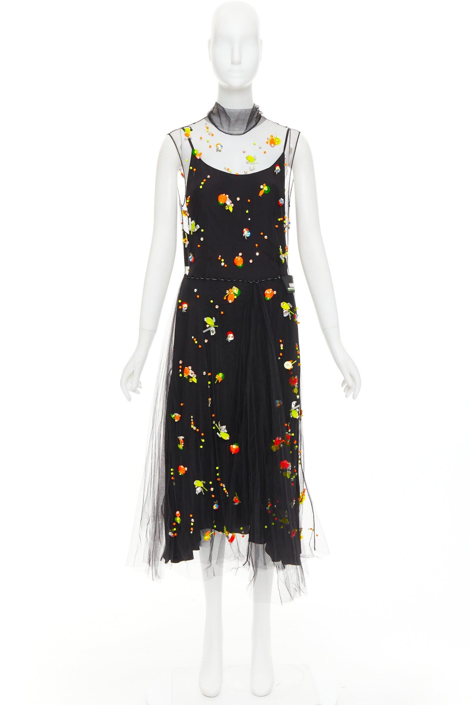 raro PRADA 2018 Runway Abito multi tulle sportivo con logo IT42 M in vendita 4