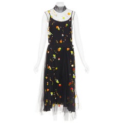 raro PRADA 2018 Runway Abito multi tulle sportivo con logo IT42 M