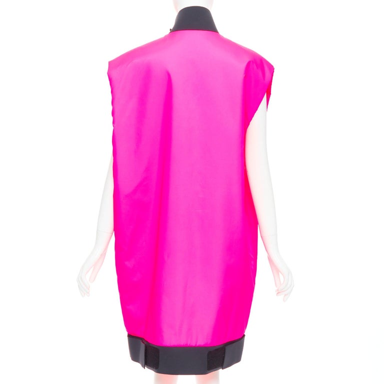 neon vest dress rare PRADA 2018 Runway Look48 neon pink red zip vest dress IT38 XS Celine  Dion For Sale at 1stDibs
