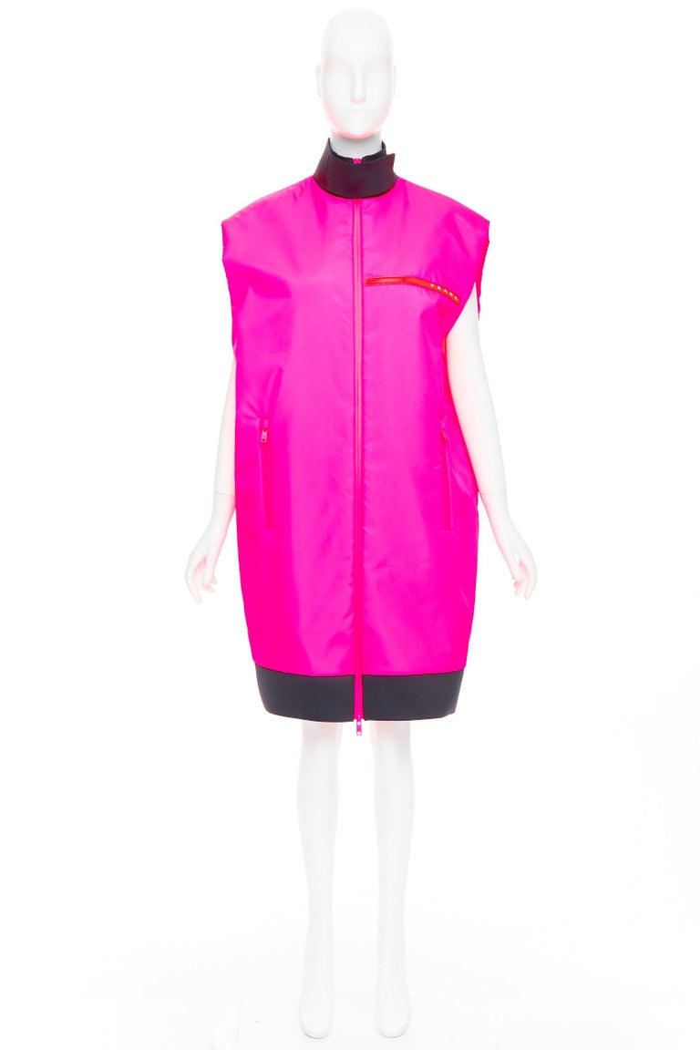neon vest dress Oversized Denim Vest + Neon Cami Dress