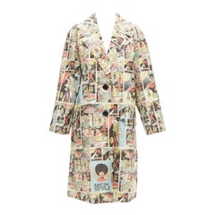 rare PRADA 2018 Runway Trina Robbins manga comic print long cat coat IT38 XS