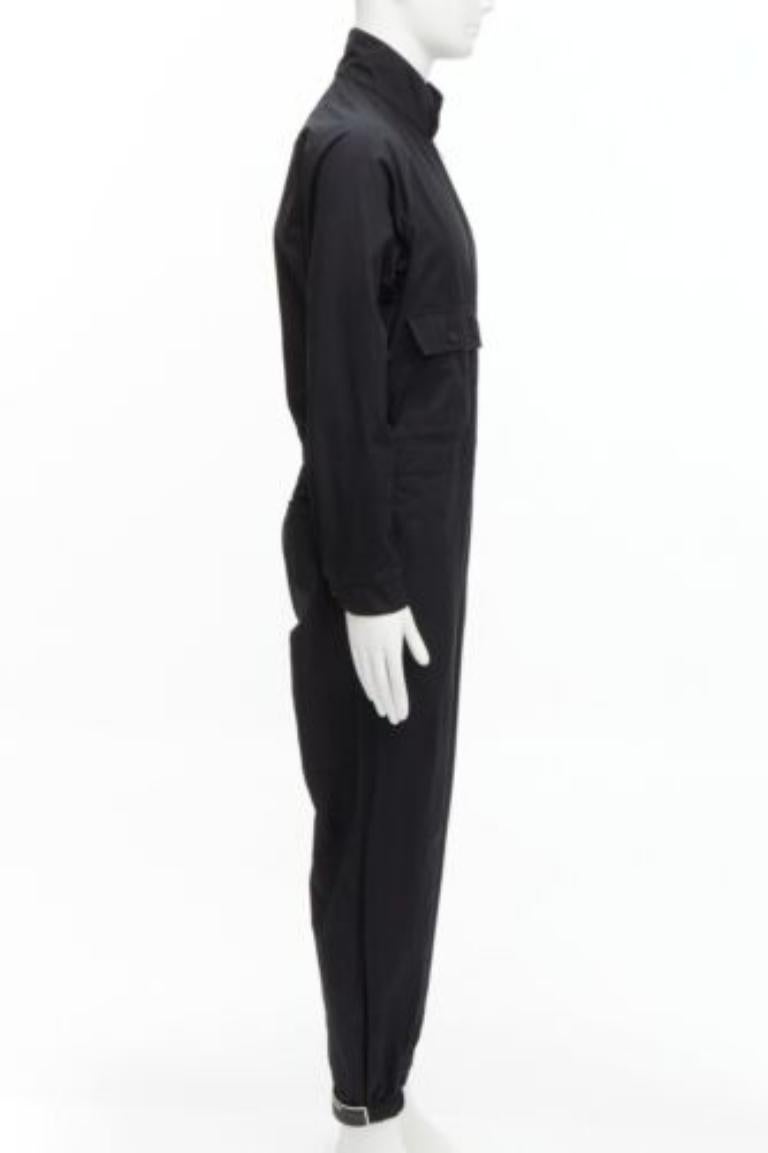 rare PRADA 2018 white comics eye logo rubber patch black cotton jumpsuit IT48 M In Excellent Condition In Hong Kong, NT