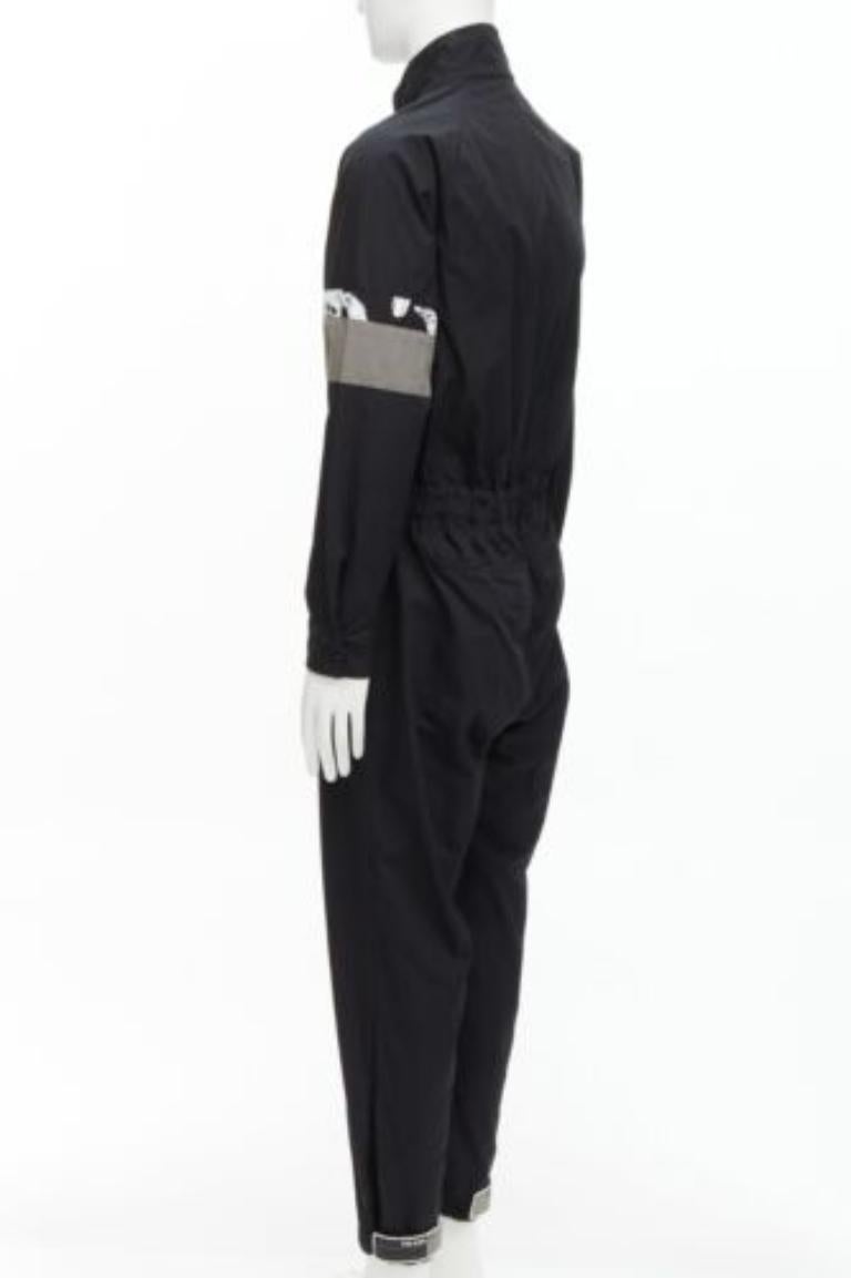 rare PRADA 2018 white comics eye logo rubber patch black cotton jumpsuit IT48 M 1
