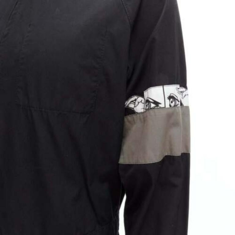 rare PRADA 2018 white comics eye logo rubber patch black cotton jumpsuit IT48 M 2