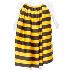 rare PRADA 2022 Raf Simons Tropica graphic silk wool striped midi full skirt XS