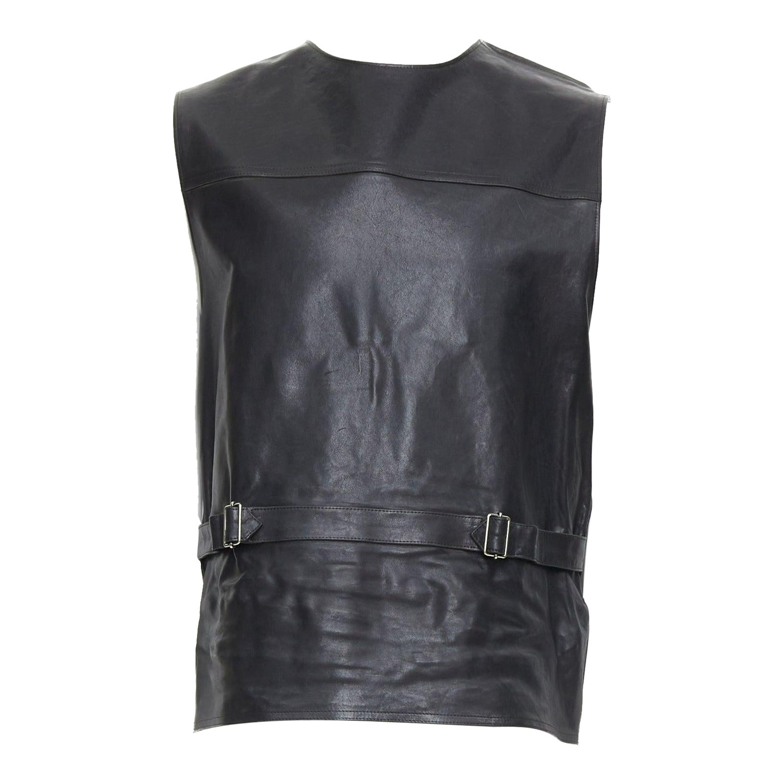 PRADA 2023 Runway Raf Simons Vitello gilet à boucle en cuir de veau avec boucle IT48 M